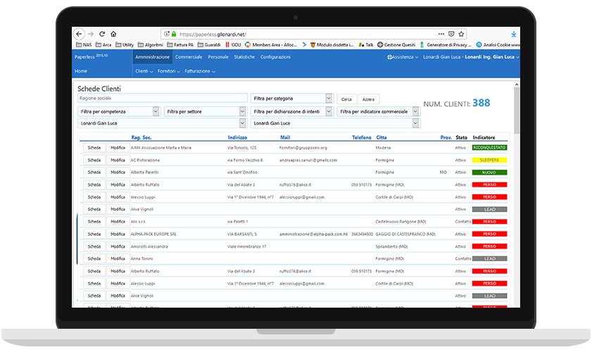 Gestionale Paperless schede clienti